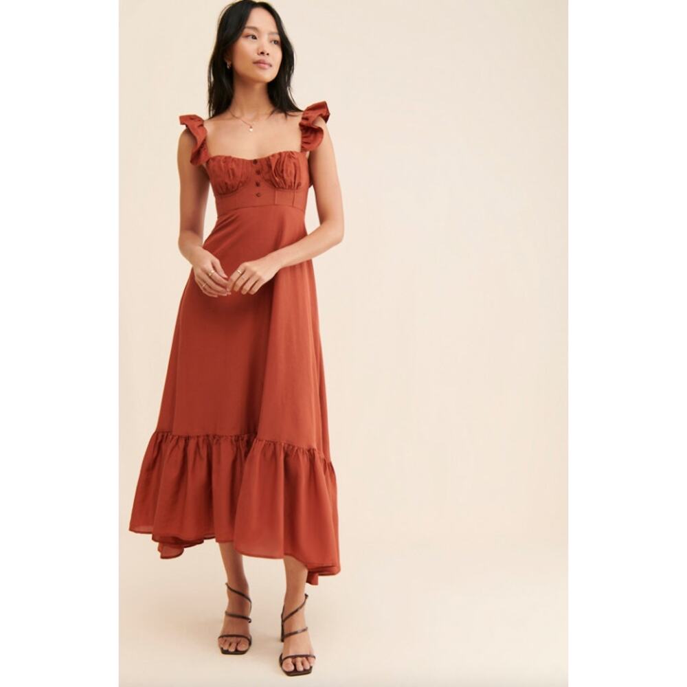 Farm Rio Sleeveless Maxi Dress Cinnamon Bark Size Small